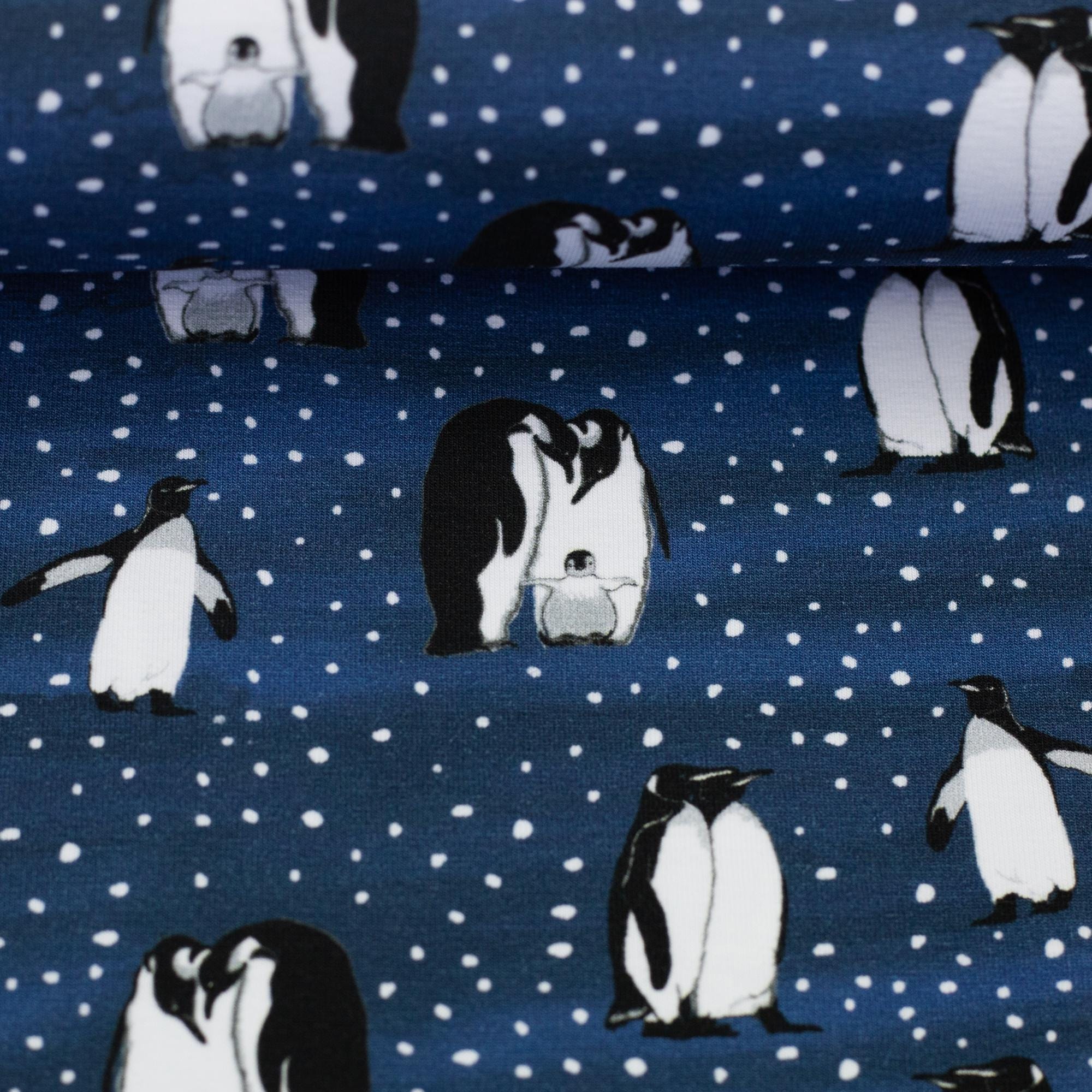 Eisbären Pinguin Sweatstoff Blauer Pinguin Quilt