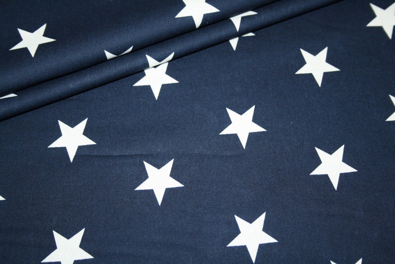 Cotton fabric blue white big stars