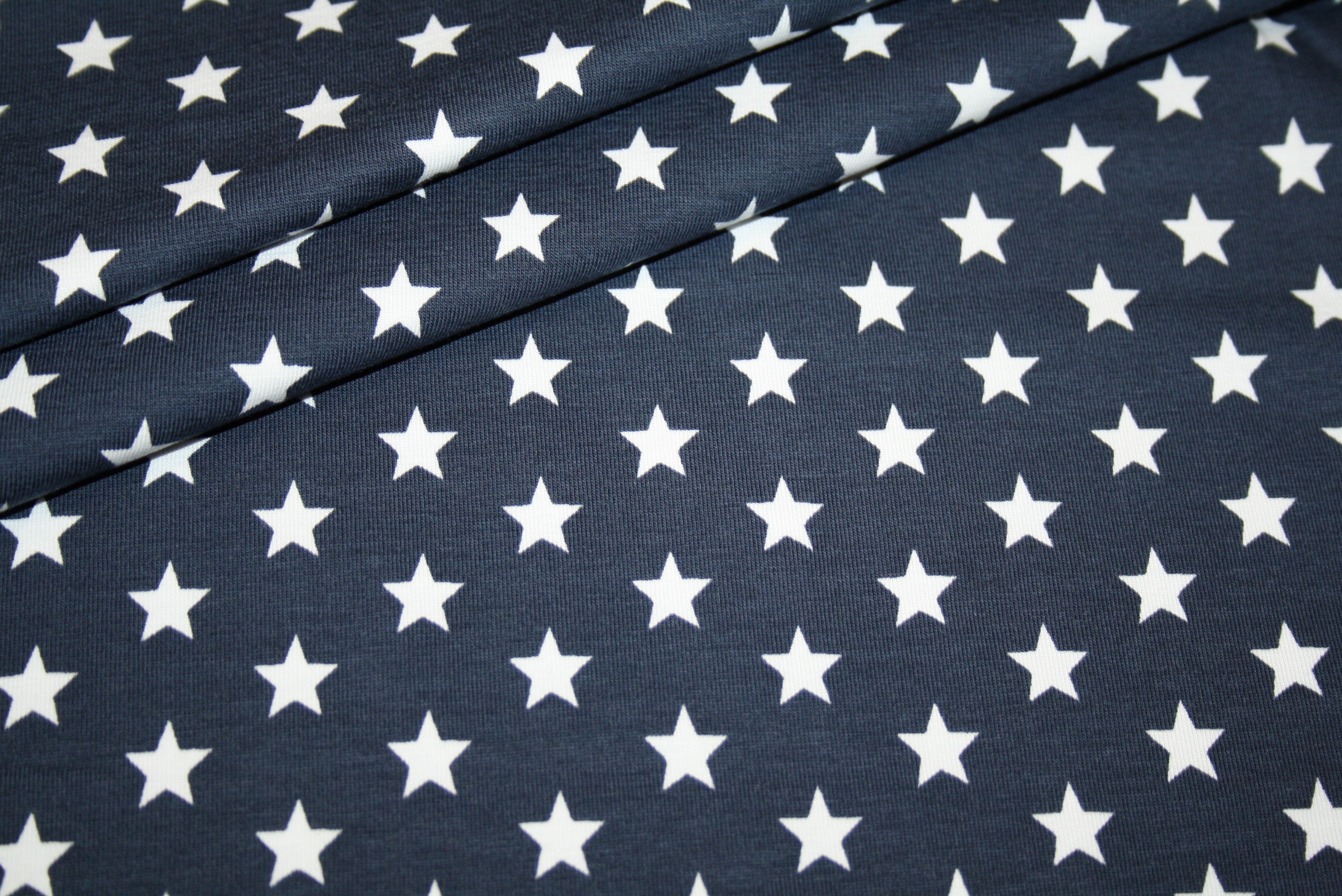 Jersey fabric stars dark blue white