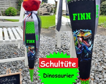 Schultüte Zuckertüte Dinosaurier Dinos schwarz grün