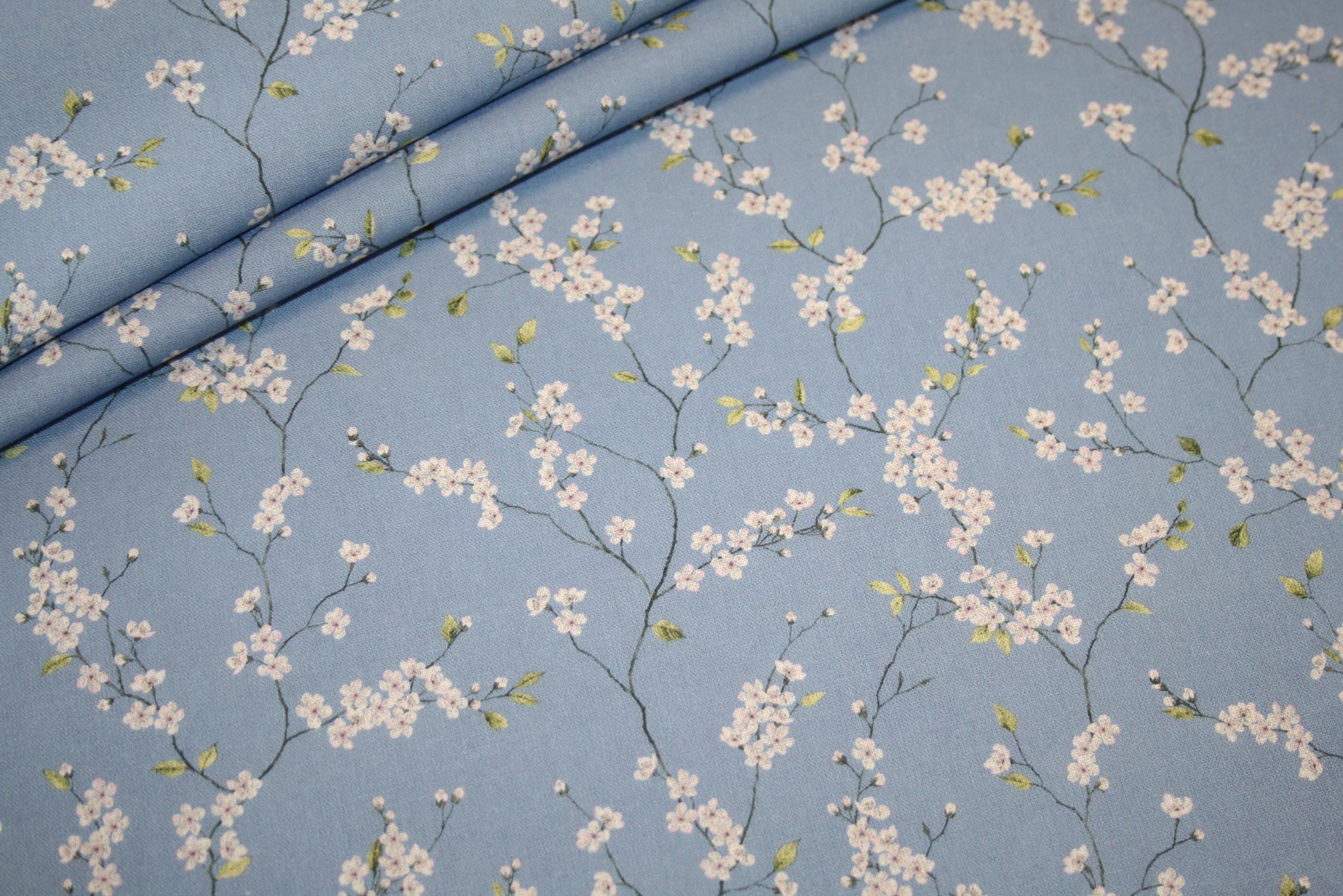 Kirschblüten Modal Stoff Meterware Cherry Blossom Fabric Cotton