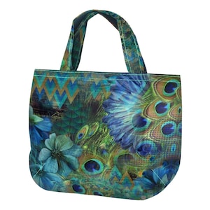 Stenzo Strand Shopper Taschen Panel fester Canvas Stoff Blumen türkis Pfau Nur Stoff 21014