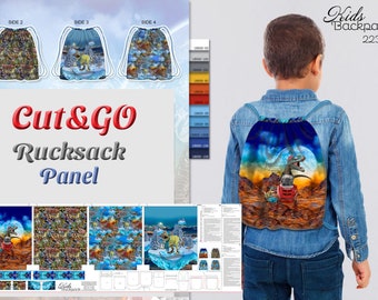 Stenzo backpack panel solid canvas fabric dinosaurs