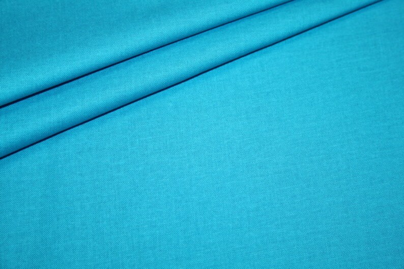 Tissu coton uni turquoise 1 m image 1
