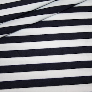 Jersey fabric stripes blue white striped