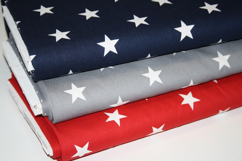 Cotton fabric blue white big stars
