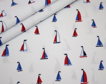 tissu en coton blanc bleu marine bateaux bateaux