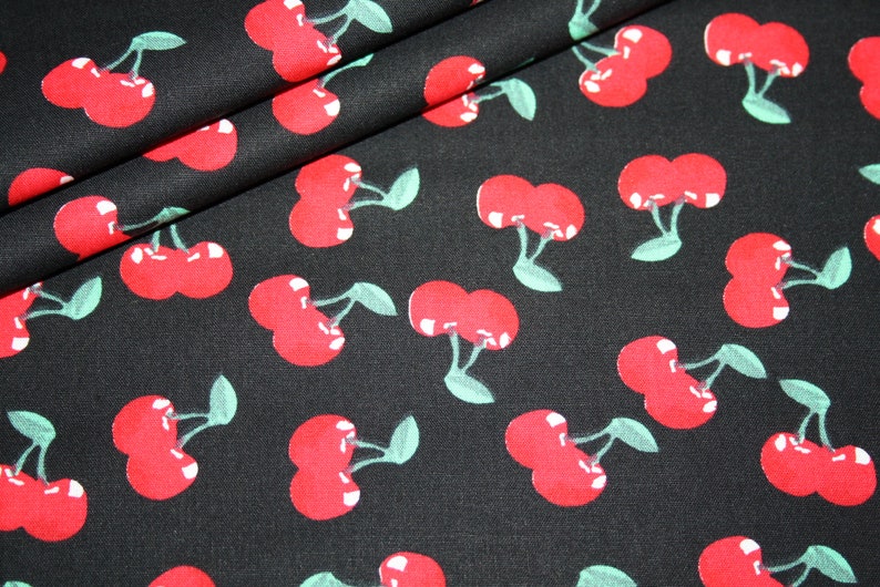 Cotton fabric black cherries