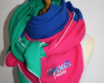 XXL muslin cloth neckerchief scarf neckerchief cloth blue green pink