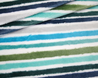 Zottel fleece fabric stripes blue green turquoise