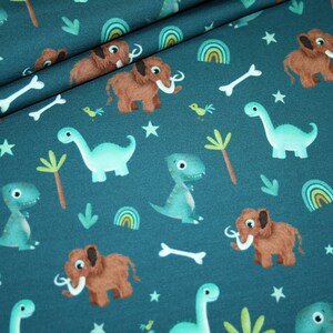 French Terry Jersey Fabric Dinosaurs