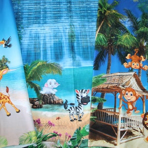 Stenzo Tessuto Jersey Pannello Isola Spiaggia Giraffa Leone