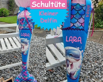 Schultüte Zuckertüte Delfin  mit Flosse und Namen