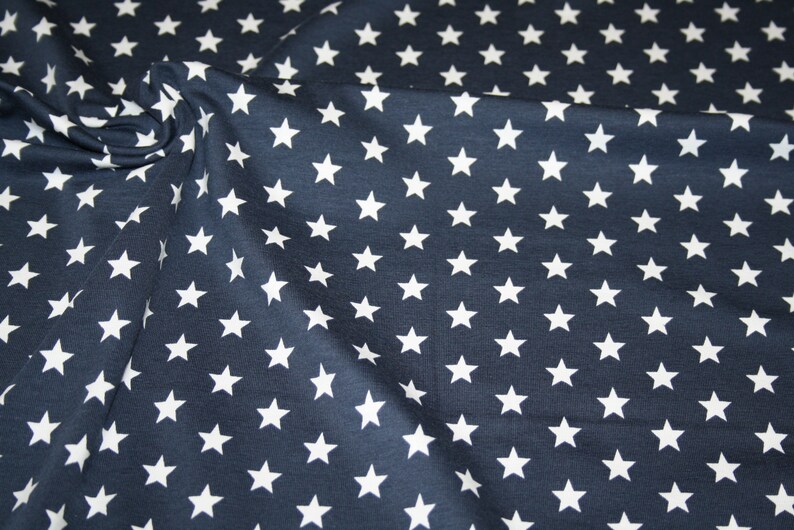 Swafing Jersey Stoff Sterne dunkel blau Bild 3