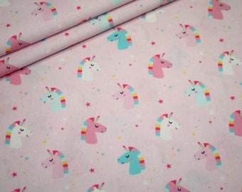 Cotton fabric unicorns pink 1 m