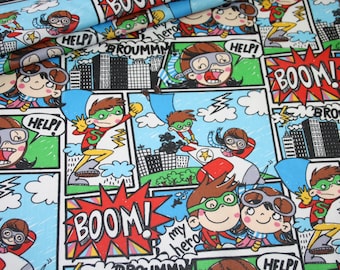 Tissu en coton enduit Cool Newspaper Comic Hero