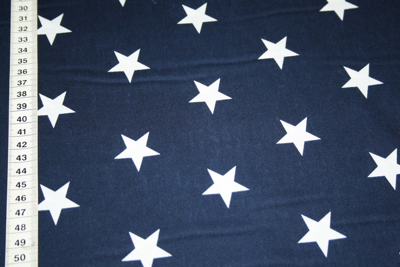 Cotton fabric blue white big stars