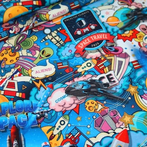 Stenzo Digital Print Jersey Fabric Space Spaceship Rocket