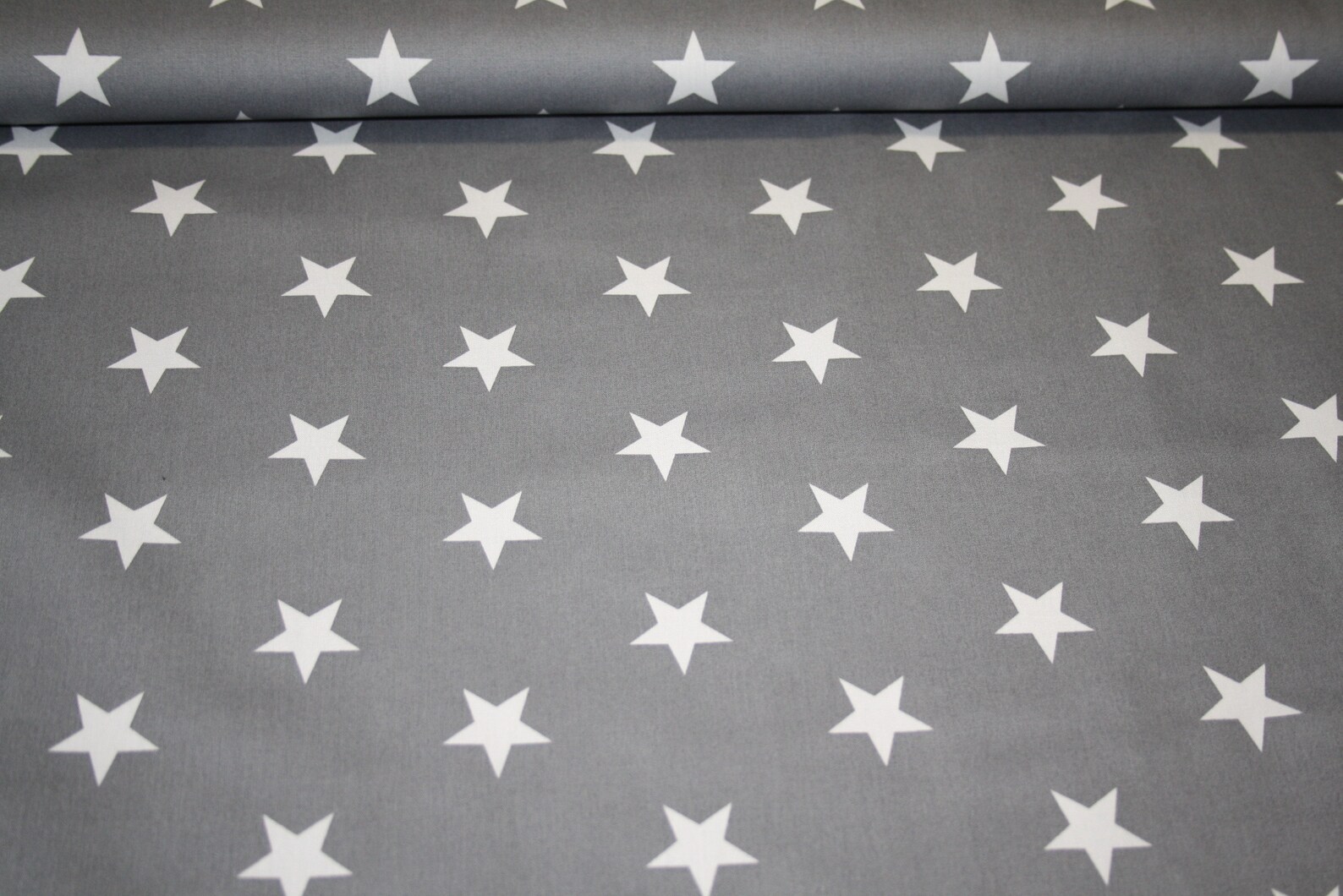 Cotton Fabric Grey White Large Stars Etsy UK