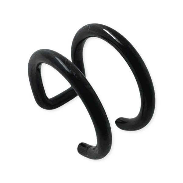 1 Stück Ear Cuff Chirurgenstahl Ohrschmuck zweireihig 9-13mm in schwarz