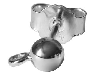 1 Ohrstecker Ohrring Rohling mit Kugel und Öse 925 Sterling Silber