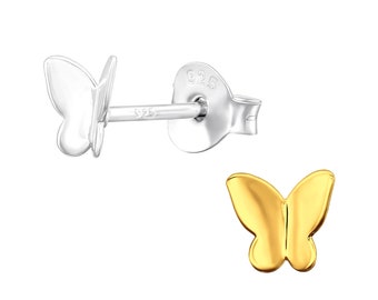 1 Paar Ohrringe Ohrstecker 925 Sterling Silber vergoldet mit Schmetterling