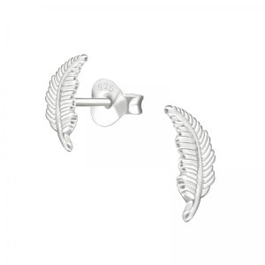 Stud earrings with feather earrings made of 925 sterling silver 1 pair