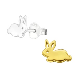 1 pair of earrings stud earrings 925 sterling silver with gold-plated rabbit