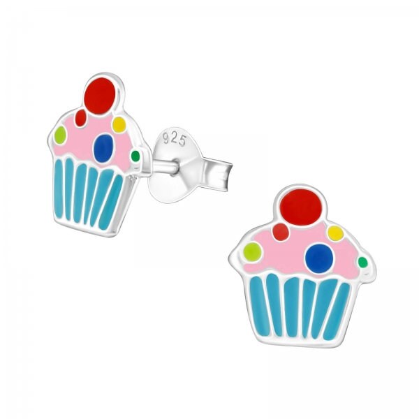 1 Paar Ohrstecker mit Cupcake Ohrringe aus 925 Sterling Silber