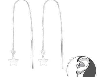 1 Paar 925 Sterling Silber Durchzieher Ohrringe mit Stern