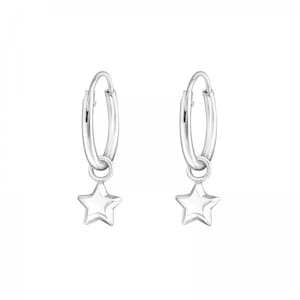 1 pair of hoop earrings with star earrings made of 925 sterling silver