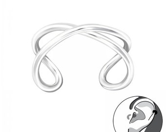 1 piece ear cuff 925 sterling silver ear cuff crossed ear cuff