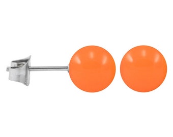 1 Paar Ohrringe aus 316L Chirurgenstahl Ohrstecker Neonfarben orange 3-8 mm
