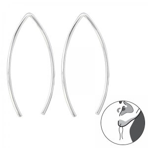 1 pair of pull-through hoop earrings wire earrings made of 925 sterling silver
