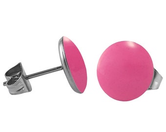 1 Paar Ohrstecker Emaille Ohrringe aus Chirurgenstahl pink 4-10 mm