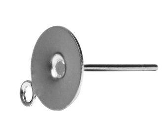 10 x Ohrstecker Ohrringe Rohling mit Platte und Öse Edelstahl 5-8mm