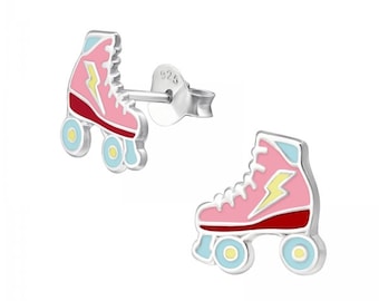 1 pair of stud earrings with roller skate earrings made of 925 sterling silver