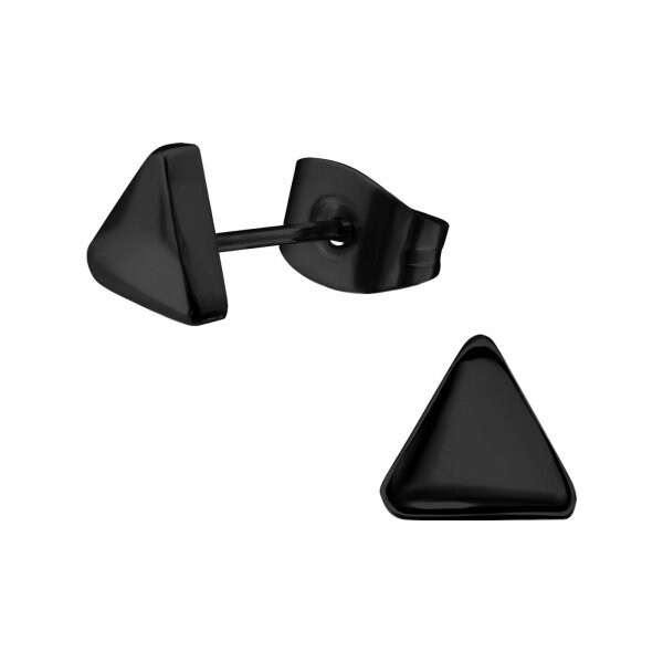 1 pair of 316L surgical steel triangle stud earrings in black