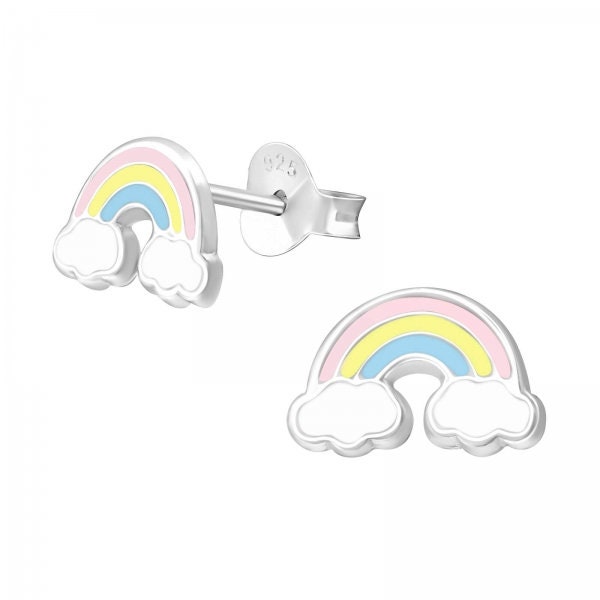 1 pair of ear studs with rainbow earrings made of 925 sterling silver