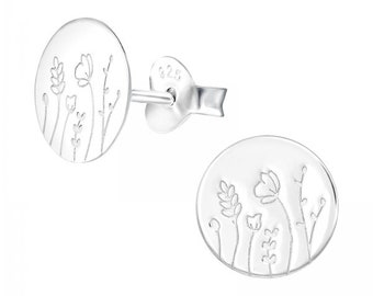 Stud Earrings 925 Sterling Silver Silver laser cut flower stud earrings