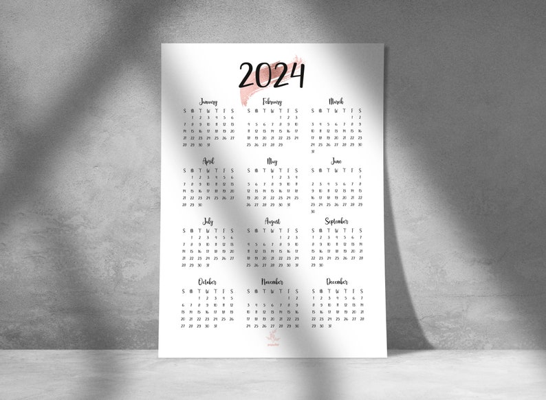 2025 PRINTABLE Calendar 2025, Wall Calendar, Printable PDF, 2025 Year
