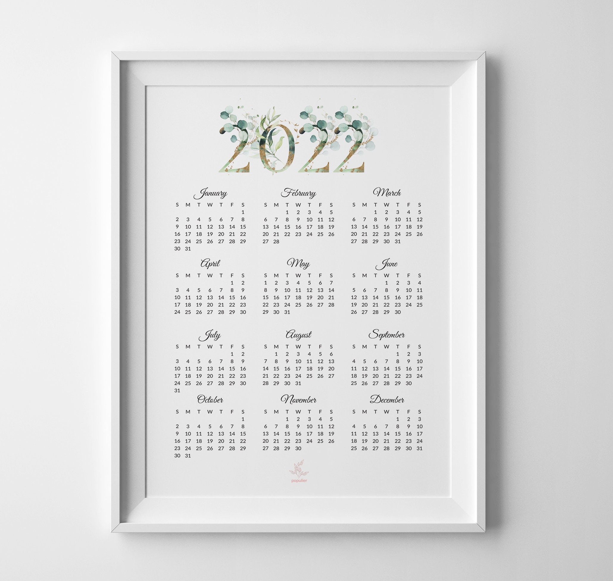 2022 printable calendar 2022 wall calendar printable pdf
