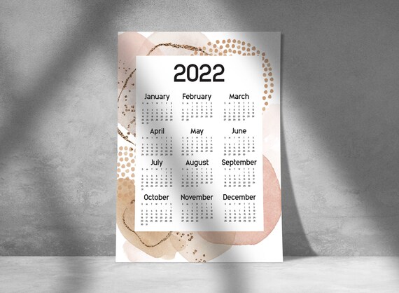 2022 printable calendar 2022 wall calendar printable pdf etsy australia