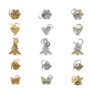 Kit Glitter decorazione fiocco di neve/albero/pesce/stella/farfalla con ricciolo 6 pz