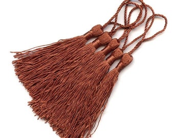 10x Silky Tassels 130mm CHOCOLATE BROWN interior decoration house home pendant jewellery creation charm MAT2076