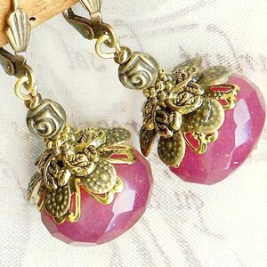 Boucles VINTAGE Fleurs de Rosiers OR442 image 3