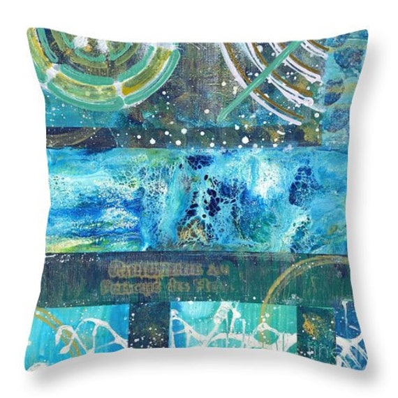 Housse Coussin Aquarius Impression Recto-Verso 2 Faces Lin Tableau Original Lumio Paintings Decorati