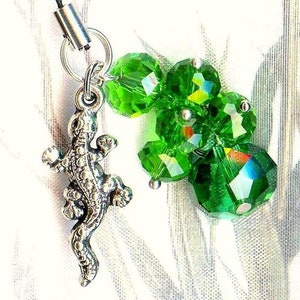 Phone Charm FOREST LIZARD green crystal GSM1 image 4