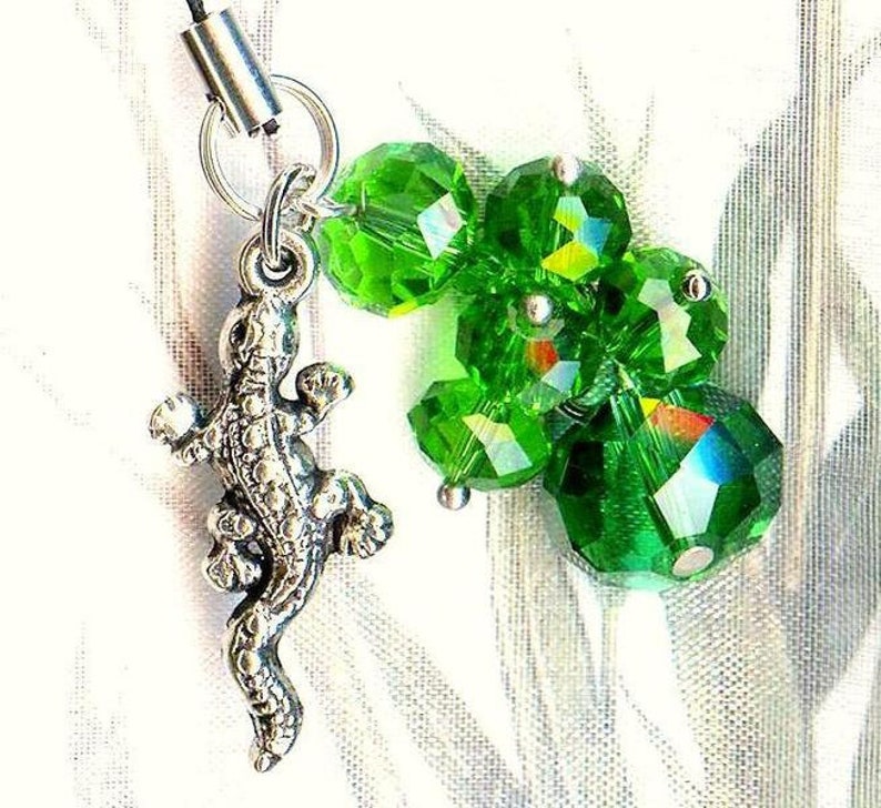 Phone Charm FOREST LIZARD green crystal GSM1 image 4