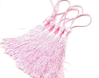 10x Silky Tassels 130mm Light BABY PINK girl birthday interior decoration house home pendant jewellery creation charm MAT2076